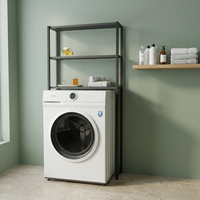 Étagère de rangement métallique à 3 niveaux pour machine à laver/sèche-linge, organisateur de chaussures amovible, gain de place, design moderne, salle de bain
