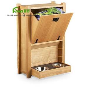 Armoire d'alimentation élégante en bois pour animaux de compagnie avec plateau coulissant-Parfait pour les chiens - Product Image 6