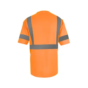 LX Stock kaus keselamatan reflektif, kaos Polo lengan pendek motif Logo reflektif oranye dengan Logo