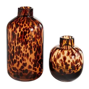 Leoparden-Spot-Schildpatt-Glasvase im mexikanischen Stil