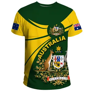 Camiseta de rugby com estampa de canguru de manga curta com design australiano e preço de atacado