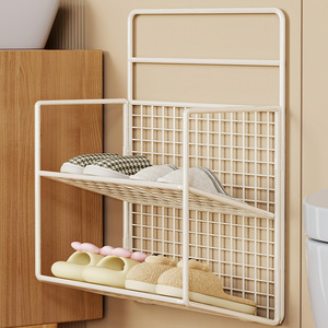 Étagère de rangement pour vêtements de salle de bain, porte-serviettes de salle de bain, sans perçage, étagère murale pour toilettes - Product Image 2
