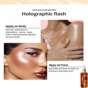 Loción Iluminadora con Brillo Bronceado Vegano 100%, Aceite Bronceador Corporal con Agua de Naranja, Resistente al Agua, Ingrediente Principal Vitamina C - Product Image 2