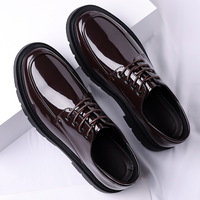 Chaussures habillées pour hommes en cuir verni noir à bout rond, faible MOQ
