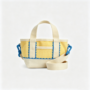 <span class=keywords><strong>Mini</strong></span> Borsa Tote in Tela a Righe con Bordo Smerlato, Piccola Borsa a <span class=keywords><strong>Tracolla</strong></span> per Donne, Borsa Estetica a <span class=keywords><strong>Tracolla</strong></span> con Cinturino - Product Image 4