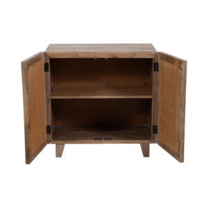 Mobiletto a 2 Ante in Legno di Mango con Dettagli in Metallo, Armadietto Contenitore per Cucina e Ufficio - Product Image 2
