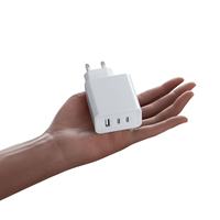 Chargeur rapide GaN 65W UE à double port, adaptateur haute vitesse QC3.0, deux ports Type-C, un port USB pour montres connectées, avec protections OVP/OCP/OTP/contre les courts-circuits