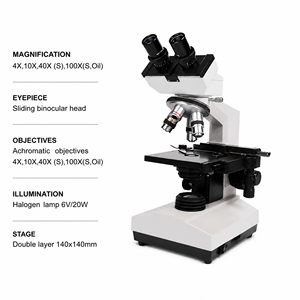 Microscopio Biologico Binoculare 40X-1600X con Obiettivi Acromatici e Illuminazione Alogena per Uso in Laboratorio, Medicina e Scuola - Product Image 1