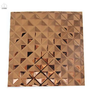 Hoja de espejo de oro rosa <span class=keywords><strong>SUS304</strong></span>, de acero inoxidable, para decoración de pared - Product Image 1