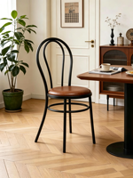 Chaise de salle à manger empilable haut de gamme en fer forgé, style médiéval d'inspiration française, avec dossier, mobilier de maison