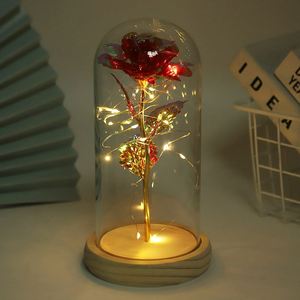 Eternal Rose LED Lamp <b>Light</b> Forever Valentines & Mothers Day Glass Dome <b>Flower</b> 24K Gold Galaxy Rose Decorative Lighting - Product Image 2