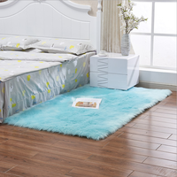 Tapis moderne en fausse fourrure de mouton douce, tissé à plat, à poils longs, antidérapant et résistant aux taches, en laine/soie, fabriqué à la machine