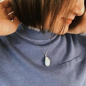 Pendentif en argent 925, style romantique français, queue de poisson, perle baroque naturelle, grande chaîne de clavicule, pour le quotidien, tendance - Product Image 5