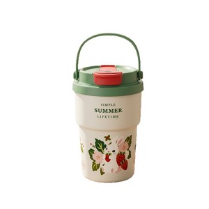 Thermos à café mignon de 400 ml, en acier inoxydable 304, tasse isolée sous vide avec poignée de transport portable, gobelet de voyage anti-fuite - Product Image 6
