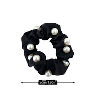 Haut de gamme français noir perle cheveux cravates pour dames élégant tissu cheveux chouchous filles cheveux cravates bandeaux en gros