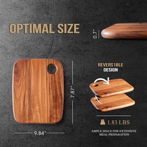 Tabla de cortar de madera de acacia de 10x8 pulgadas, resistente, pre-aceitada, ecológica, no tóxica, con asa integrada <span class=keywords><strong>y</strong></span> orificio <span class=keywords><strong>para</strong></span> colgar, <span class=keywords><strong>para</strong></span> uso en la cocina. - Product Image 5