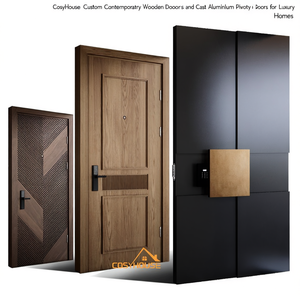 CosyHouse Portes d'intérieur contemporaines en bois sur mesure et portes d'entrée pivotantes en fonte d'aluminium pour maisons de luxe - Product Image 1