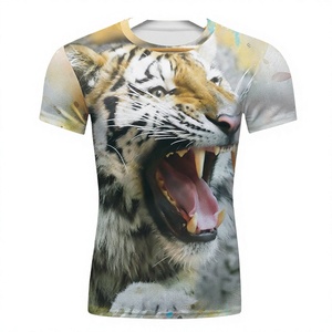 เสื้อยืดลายเสือผู้ชาย แขนสั้น คอกลม สวมใส่สบาย ระบายอากาศได้ดี ผลิตจากโพลีเอสเตอร์ 100% ทรงปกติ พิมพ์ลายภาพ - Product Image 1