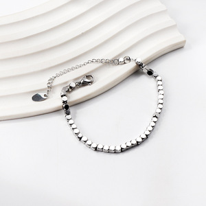 Bracelet à billes plaqué or 18 carats en acier inoxydable, bijoux unisexes tendance, design géométrique, style simple - Product Image 4