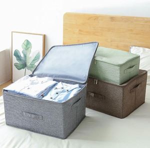 45*35*30 cm Cotton Linen <b>Storage</b> Box with Lock for <b>Clothes</b> and Toys - Product Image 5