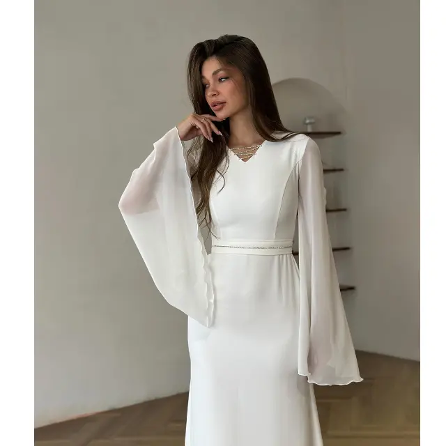 Frühjahr Eid muslimisches Kleid Damen Abaya Slim Fit Blattärmel Ärmel Satin Marokko Partykleider Ramadan Islam Dubai arabisches langes Kleid 2024
