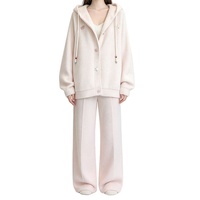 Ensemble de vêtements pour femmes de haute qualité personnalisé, tendance, 2 pièces, haut à capuche rose brodé avec pantalon, collection automne