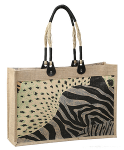 Bolsa Promocional de Yute con Estampado Animal y Asa Larga de Cuero Sintético con Diseño de Cuerda, Hecha en Bengala Occidental, India - Product Image 4