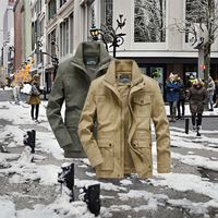 Veste longue d'hiver décontractée pour hommes coupe ajustée manteau chaud épais avec fermeture à glissière coton solide rembourré pour Parkers