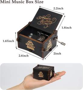 Boîte à musique, gravure à manivelle en bois avec <span class=keywords><strong>mélodie</strong></span>, cadeau de joyeux anniversaire pour maman/papa/fille/fils/femme/mari/ami - Product Image 5