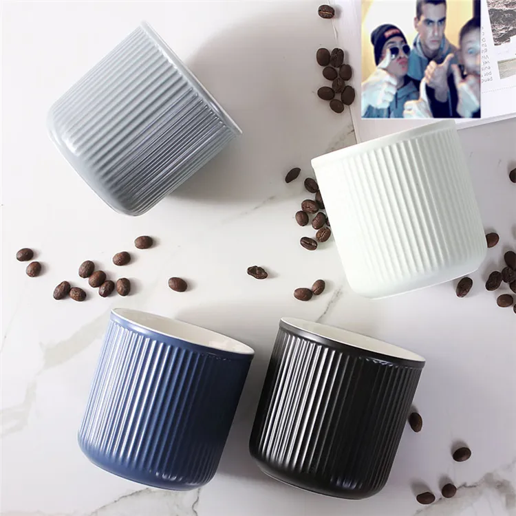 Nordic stil großhandel streifen billig porzellan tee kaffee becher ohne griff