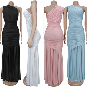 Disponibile CX7370 <span class=keywords><strong>Abito</strong></span> Monospalla Senza Maniche in Rete, Vestito <span class=keywords><strong>Lungo</strong></span> Aderente Elasticizzato Tinta Unita Trasparente per Club, Feste e Compleanni - Product Image 2