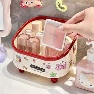 Boîte de rangement cosmétique Keke Mood, organiseur de bureau rectangulaire, six compartiments, multifonctionnel, porte-rouge à lèvres, type sur pied - Product Image 1