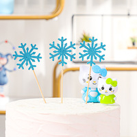10 décorations de gâteau flocon de neige scintillantes or, argent, bleu – Pics à cupcakes de Noël pour fêtes d'hiver et desserts