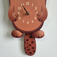 Horloge murale à pendule silencieuse sans tic-tac, design animal, décoration murale en bois, horloge pour enfants, apprentissage précoce