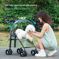 Poussette pour animaux de compagnie à 4 roues, ultra-légère, 4,9 kg, chariot de voyage pour chien et chat, pliable, poussette pour chien à trois roues avec absorption des chocs