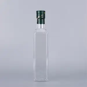 500ml transparent edible square oil plastic bottle for oil PET 100% FOOD GRADE packing bottle olive oil storage jars