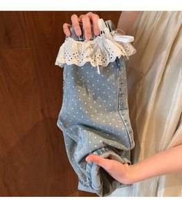 Abbigliamento per Bambine, <span class=keywords><strong>Completo</strong></span> in Denim Stampato Traspirante Estivo, Set Due Pezzi Casual Dolce Stile Coreano - Product Image 4