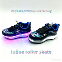 Patins à roulettes durables et écologiques en TPR avec panneau laser coloré, roues en PU et bande lumineuse LED