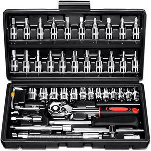 46-Piece 1/4-Inch Drive Socket Wrench Set with OEM Hex Wrench Tool Case Auto Repair & Gardening Use - Product Image 1