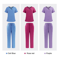 Unisex medische scrubset met V-hals |   94% polyester 6% spandex |   Vochtregulerende uniform |   OEM & Private Label Fabriek