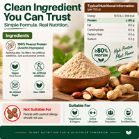 Poudre de protéines d'arachide végétalienne, protéines végétales, emballage prêt à la vente (sachet, pot, boîte) pour les distributeurs et les propriétaires de marques, sans OGM