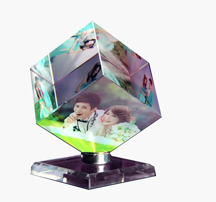 Elegant rotating cube crystal photo frame new