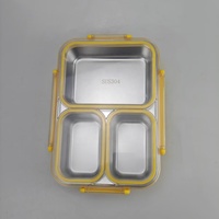 Boîte à lunch en acier inoxydable 304 à 3 compartiments avec couvercle, anti-odeur, récipient de stockage alimentaire pour réfrigérateur, boîte à goûter pour enfants à l'école