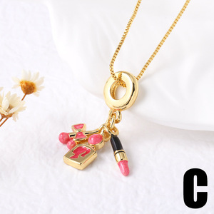 จี้รูปลิปสติกเคลือบทอง 18K สีชมพู ไม่ลอก ไม่ดำ พร้อมสายคล้องคอสำหรับสาวๆ ขายส่ง - Product Image 3