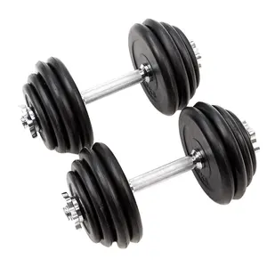 Set Perlengkapan Gym Pusat Kebugaran, Set Dumbbell Dicat Hitam 15Kg