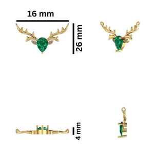 14KT Gold Reindeer Pendant <b>Necklace</b> with Natural or Lab Grown Gemstones and Diamond Accents - Product Image 4