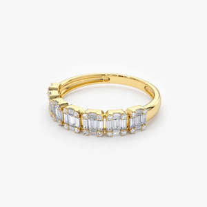 Anillo de Boda de Lujo para Mujer, Chapado en Rodio, con Diamantes Reales Certificados de 0.72 CT, Oro Blanco Sólido de 14k, Diseño Contemporáneo - Product Image 1