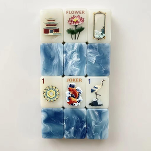 Jeu de tuiles de mahjong américain en plastique sur le thème de la sirène de l'océan bleu Plum Panda, style plage, avec pieds pliables pour 4 joueurs - Product Image 4