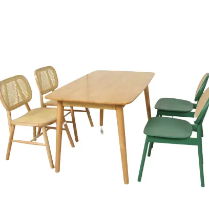 Cafe Wicker Natural Designer Cane Rattan Möbel Esszimmers tühle Massivholz rahmen Rattan Sitz für Cafe Home Dining Chair
