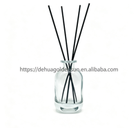 GOLDEN SUN 100ml Bouteille diffuseur à roseaux vide en verre blanc haut de gamme, forme ventre plat, avec bouchon en bois pour huiles essentielles